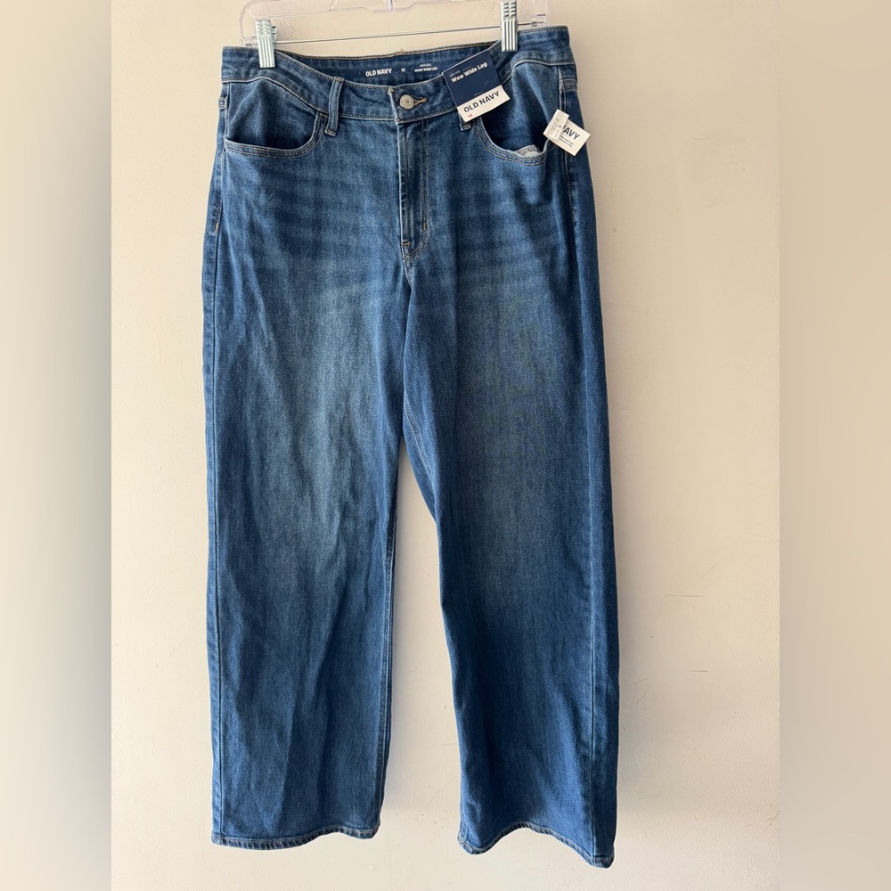 NEW!! Old Navy Dark Wash Wow Wide‎ Leg Jeans Size 12
